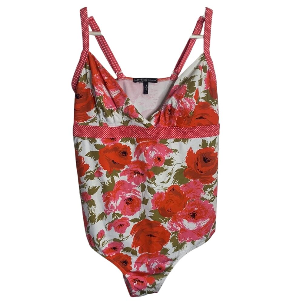 Pez D’or Barcelona Floral White Pink One Piece Maternity Swimsuit W-540 Size L